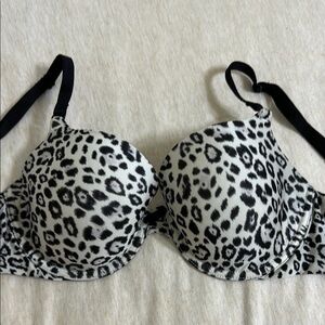 Victoria's Secret Black and White Leopard Print Bra